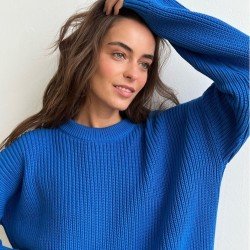  Winter Round Neck Women's Pure Color Sweaters