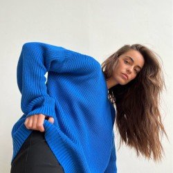  Winter Round Neck Women's Pure Color Sweaters