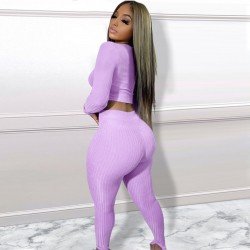 V Neck Cropped Top And Trouser Sets For Women