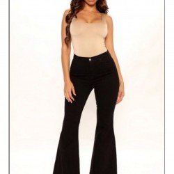 Simple Black Flare Jean Pants