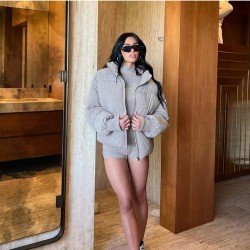 Winter Ladies Solid Zip Pockets Coats