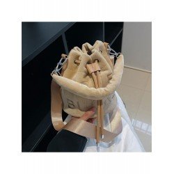 Pure Color Velvet Letter Women's Bucket Bag  Pure Color Velvet Letter Women's Bucket Bag