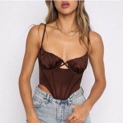 Summer Sexy Zipper Up Backless Spaghetti Straps Camisole Tops