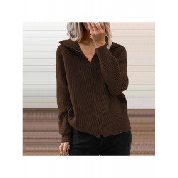 Pure Color Zipper Long Sleeve Women's Sweater  Pure Color Zipper Long Sleeve Women's Sweater