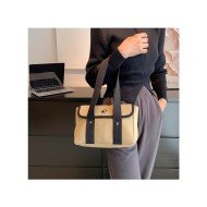 Shopping Contrast Color Canvas Large Shoulder Bags