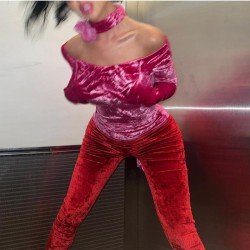 Ladies Patchwork Off The Shoulder Jumpsuits