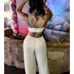  Sexy Casual Hollow Out Backless Women's Sleeveless Jumpsuit