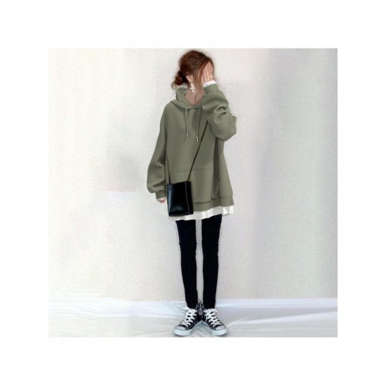  2024 Autumn Hooded Pure Color Women's Casual Sweater
