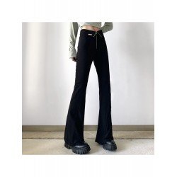  Pure Color Slim Low Waist Zipper Flared Pants