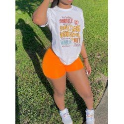 Casual Printed Letter Smile Face Summer T Shirts