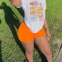 Casual Printed Letter Smile Face Summer T Shirts