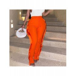 Tassel Elastic Waist Solid Women Trouser Pants Tassel Elastic Waist Solid Women Trouser Pants