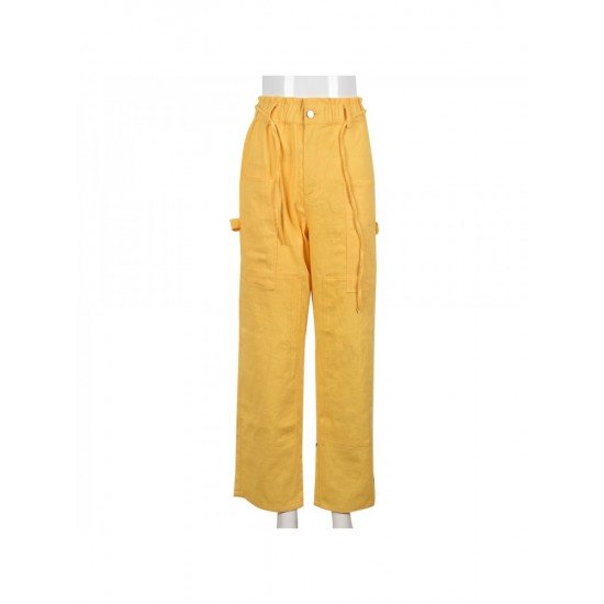  Casual Pure Color Pocket Women's Long Pants