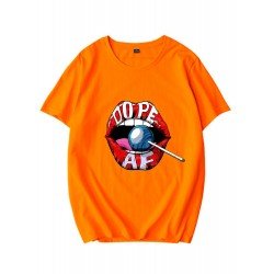 Lip Letter Candy Graphic Summer Black T Shirts