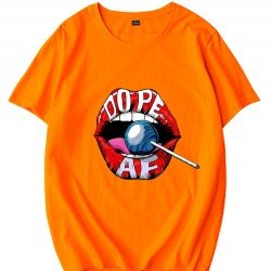 Lip Letter Candy Graphic Summer Black T Shirts