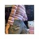  2024 Autumn Crew Neck Striped Women's Crop T-Shirt