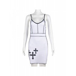 2024 Summer V Neck Cross Printed Sleeveless Dress  2024 Summer V Neck Cross Printed Sleeveless Dress