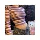  2024 Autumn Crew Neck Striped Women's Crop T-Shirt