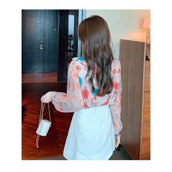  2024 Autumn Butterfly Embroidery Chiffon Shirt