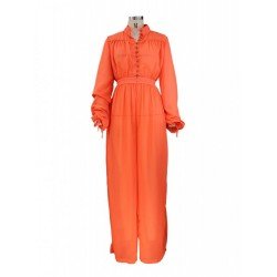 Pure Color See Through Women's Long Sleeve Jumpsuit  Pure Color See Through Women's Long Sleeve Jumpsuit