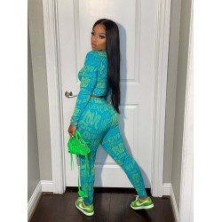 Fashion Skinny Letter Printing Trouser Suits  Fashion Skinny Letter Printing Trouser Suits