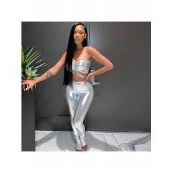 Street Matching Strapless Top And Trouser Sets