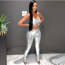 Street Matching Strapless Top And Trouser Sets