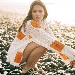 Knitting Contrast Color Cardigan And Shorts Suits