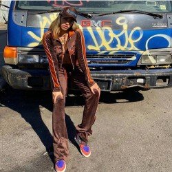  Casual Letter Embroidered Women's Trouser Suits