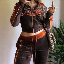  Casual Letter Embroidered Women's Trouser Suits