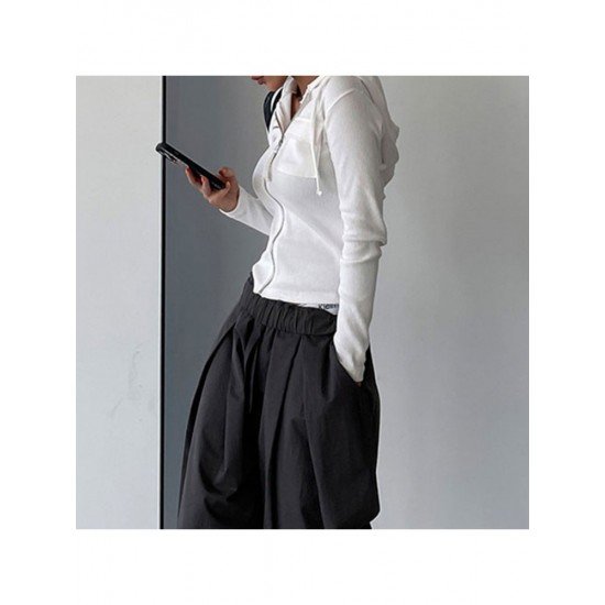  2024 Pure Color Hooded Women's Long Sleeve Coats