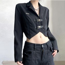  Street Fashion Pure Color Lapel Short Coats