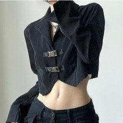  Street Fashion Pure Color Lapel Short Coats