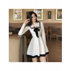 2024 Fashion Bow Knitted Long Sleeve Dress  2024 Fashion Bow Knitted Long Sleeve Dress