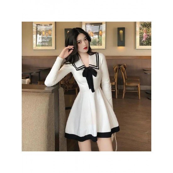  2024 Fashion Bow Knitted Long Sleeve Dress