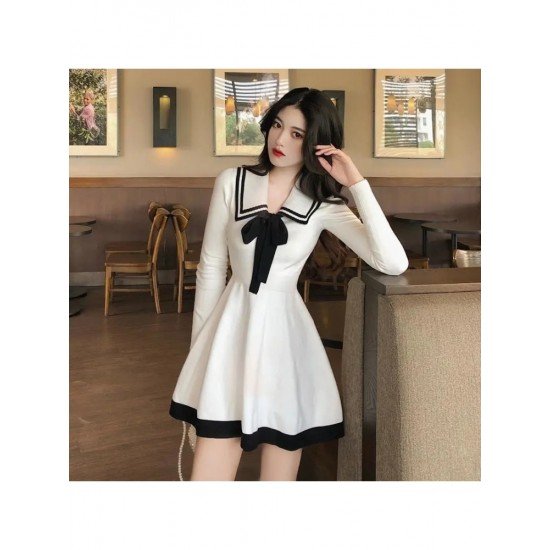  2024 Fashion Bow Knitted Long Sleeve Dress