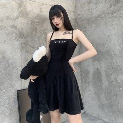 Summer Black Embroidery Spaghetti Straps Dresses 