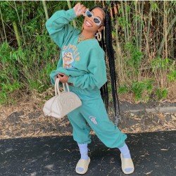  Casual Letter Printing Women's Trouser Sets