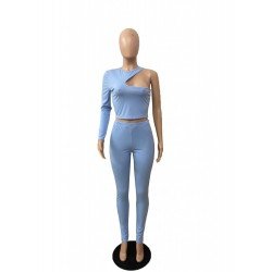 Sports Cut Out One Long Sleeve Top And Trouser Sets