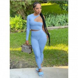 Sports Cut Out One Long Sleeve Top And Trouser Sets