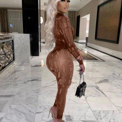 Mock Neck Ripped Cut Out Matching 2 Piece Trouser Sets