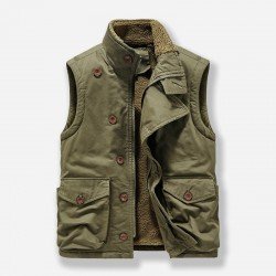 Casual Pure Color Plush Men's Cotton Jacket  Casual Pure Color Plush Men's Cotton Jacket