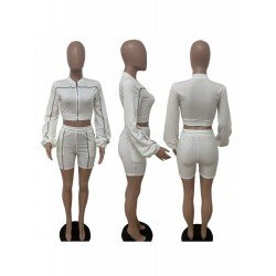 Casual Zipper Top And Shorts Women's Suits  Casual Zipper Top And Shorts Women's Suits