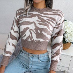  Casual Animal Print Women's Knitted Sweater