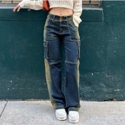 Y2K Style Straight Leg Blue Low Rise Jeans