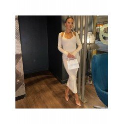 Halter Low Cut Long Sleeve Midi Dresses Halter Low Cut Long Sleeve Midi Dresses