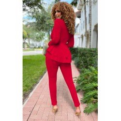 V Neck Ruffles Matching Top And Trouser Sets V Neck Ruffles Matching Top And Trouser Sets