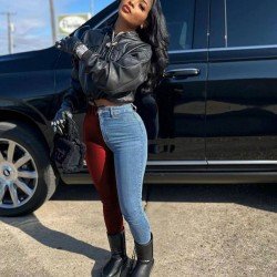 Denim Patchwork Contrast Color Pencil Jeans