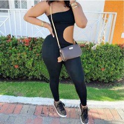 Asymmetry Black Cut Out Sleeveless Jumpsuits
