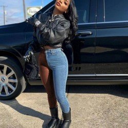 Denim Patchwork Contrast Color Pencil Jeans